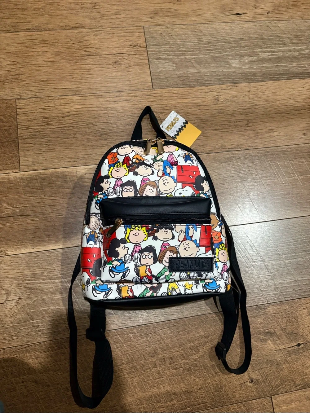 BRAND NEW Peanuts Multicolor Printed Mini Backpack - Black Trim